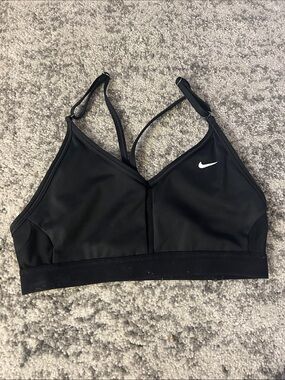 Nike Black V-Neck Padded Sports Bra with Thin Straps